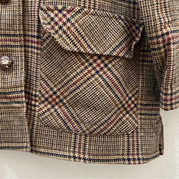 Vintage For Pete’s Sake Brown/Tan Houndstooth Oversized Blazer Jacket Size L - Picture 11 of 14